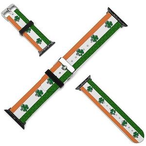 Ierse vlag met klaverpatroon siliconen horlogebanden zachte horlogebandjes sport horloge polsbandjes horlogeband voor mannen vrouwen 42 mm/44 mm