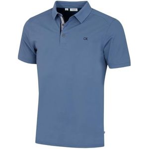 Calvin Klein Heren Campus Sport Stretch Wicking Golf Polo Shirt, Denim Blauw, L