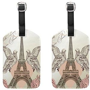 Aumimi Duif Eiffeltoren reizen bagagelabels koffer etiketten Pack van 2
