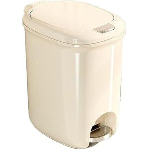 Keukenafvalbak Badkamerprullenbak met deksel, 8/12/15/20 liter slanke plastic vuilnisbak met trappedaal, smalle afvalbak for toilet, kantoor, slaapkamer Vuilnisbak(Beige,15L)