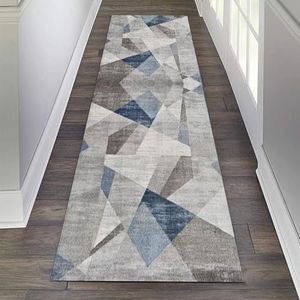 Moderne grijsblauwe tapijtlopers voor hal, keuken, trap, 60cm/70cm/80cm/100cm breed, eigentijdse gang entree antislip smal runner tapijt (Size : 70×100cm)
