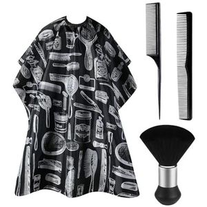 KAYEF kapperscape 4-delige professionele kapperscape met nekborstel, haarknipcape en haarkam, salonaccessoires voor mannen en vrouwen