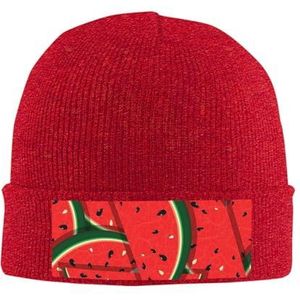 ESASAM Rode watermeloen gebreide muts - acryl gebreide muts met geribbelde textuur - gezellige winter hoofddeksels gebreide muts warme muts geïsoleerde hoed buiten hoofddeksels slouchy beanie, Rood,