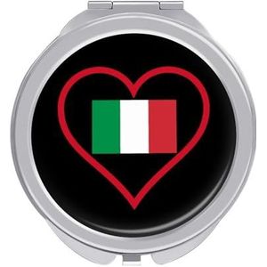I Love Italiaanse rode hart compacte spiegel ronde zak make-up spiegel dubbelzijdige vergroting opvouwbare draagbare handspiegel