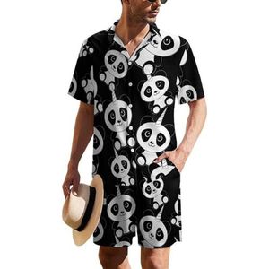 Eenhoorn Panda Hawaïaans pak voor heren, set van 2 stuks, strandoutfit, shirt en korte broek, bijpassende set
