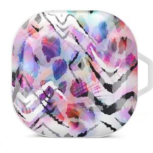 Psychedelische zebra pauw strepen oordopjes hoesje compatibel met Samsung hard shell beschermhoes wit stijl