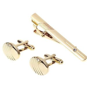 Dasclips voor heren, 1Set Heren Dasspeld Manchetknopen Bar Shirt Goud Strass Mode Zakelijk Accessoire