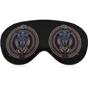 Viking Nordic Runes Wolf Centered Symbool Slaapmasker met verstelbare riem, comfortabel zacht oogmasker, slaaphulp, lichtblokkerende oogmaskers