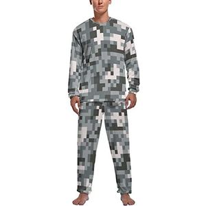 Digitale Pixel Camouflage Zachte Heren Pyjama Set Comfortabele Lange Mouw Loungewear Top En Broek Geschenken S