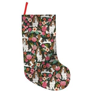 Hond En Bloem Print Kerst Kousen,Vakantie Party Decoraties