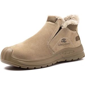 ZCBYBT Lasserwerkschoenen voor heren Winter Anti-Smash Safety Boots Slip on Insulated Lightweight Anti-Scalding Shoes,Bruin,44 EU