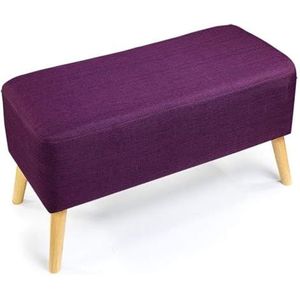 Voetenbank Luxe vierkante houten ondersteuning gestoffeerde voetenbank Ottomaanse stoelkruk stoffen hoes 4 poten en afneembare linnen hoes (paars) Zit (Size : Purple)