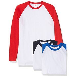 FRUIT VAN DE LOOM Heren Baseball Klassiek T-shirt met lange mouwen (Pack van 3)
