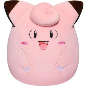 Pokémon Squishmallow Clefairy Pluche dier, 25 cm, officieel gelicentieerd product uit de serie, pluizig en zacht kussen, hoogwaardig materiaal, voor kinderen en volwassenen, fans van alle leeftijden,