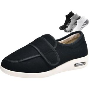 Diabetische Schoenen, Brede Klittenbandschoenen Voor Gezwollen Voeten(Noir,48 EU)