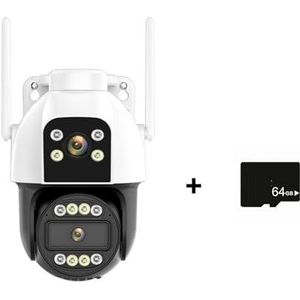 Bewakingscamera, 4G Sim-kaart IP Camera 4K HD 10X Zoom PTZ Camera Drie Lens Dual Screen 2K Beveiliging Cam Auto Tracking P2P Surveillance(2K 4G Add 64G)