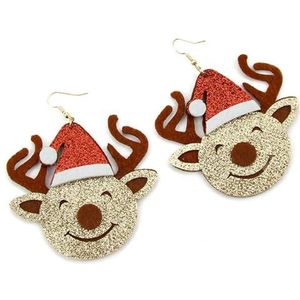 Paar schattige cartoon-vormige oorbellen voor vrouwen Santa Hat Elf glanzende vakantie stijl oorbellen sieraden cadeau