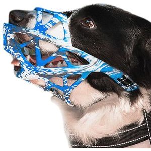 NALEINING Hondenmuilkorf, anti-scheuren, anti-blaffen, laat drinken toe, professionele muilkorf voor huisdieren (klein, camouflage blauw)