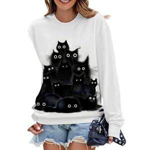 Namufeitrade Dames Leuke Katten 3D Print Trui Lange Mouw Grappige Grafische Jumper Casual Losse Sweatshirts, # 6, L