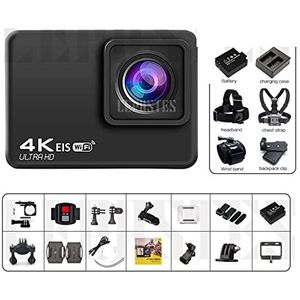 Actiecamera Actie Camera 4K 60fps/30fps Met Afstandsbediening Scherm Waterdichte Sport Camera Drive Recorder Sport Camera Helm(With 32G Card,Action Camera-D)
