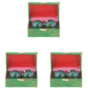 3 Set 2 Stks Massage Ballen met Opbergdoos Baoding Ballen voor Middelbare Leeftijd Mensen Panda Groen 42 cm