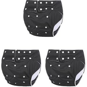 3 Set van Volwassen Luier Wasbaar Incontinentie Voor Oude Mensen Geurvrije Taille Grote Maat Zwart