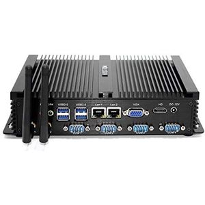 HISTTON Mini PC zonder ventilator Industrie PC Core i5-3317U 8GB RAM 256GB SSD, HDMI/VGA Dual Uitgang, 4 RS232 COM, 1000Mbps/LAN/WiFi/BT 4,0, Mini Computer Windows 10 Pro