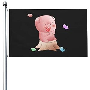 Vlag Leuke Knorretje Eten Lolly Strand Vlaggen Grappige Indoor Vlag Lichtgewicht Boerderij Vlag, Voor Activiteiten, Parade, 90x150cm