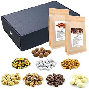 C&T Kerstmarkt noten cadeauset | kerstsnack-mix 8 x 75 g noten + amandelen + noten chocolade specialiteiten