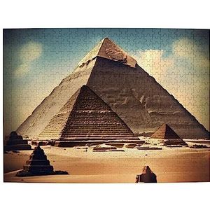 Dreaming Of The Piramides Of Khufu Houten Jigsaw Puzzel 500 & Stuks Voor Kinderen Volwassen Jigsaw Puzzel 20,4 Inch X 15 Inch (Ongeveer 52 cm X 38 cm)