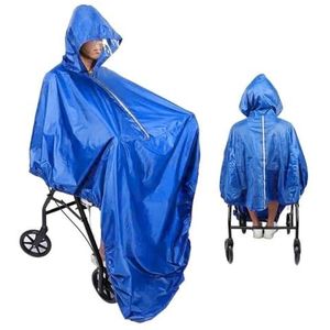CSSHNL Reflecterende strip waterdichte regenponcho voor rolstoel mobiliteit oude scooter grote winddichte cape regenjas mantel met capuchon rolstoel regenponcho (kleur: blauw)