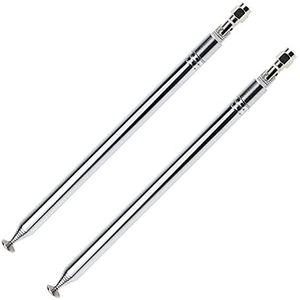eMagTech 2 stks 10 Secties Telescopische Antenne Antenne 200-1200mm 10mm Diameter DAB FM Antenne Vervanging voor Radio TV VHF/UHF Draadloos Systeem Rvs