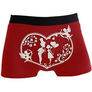 351 Heren Boxer Korte Bruiloft Liefde Romantische Paar Hart Cupido Bloem Heren Boxer Shorts Stretchable Boxer Shorts Comfort Fit Ondergoed Voor Papa, Jongen, Gift, Ondergoed 8650, L