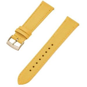 INEOUT Nieuw Design Canvas Nylon Lederen Snelsluiting Horlogeband 18 Mm 20 Mm 22 Mm Vervangende Horlogebanden (Color : Yellow Gold, Size : 18mm)