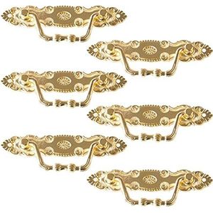 Klassieke Vintage Bronzen Handgrepen Retro Kast Schroeven Deurklinken Meubelknop Antiek Meubilair Antieke Bronzen Retro Deurklink Vintage Meubel Grepen Voor Nachtkastjes, Dressoirs, Keukens, Goud(6 Stuks)