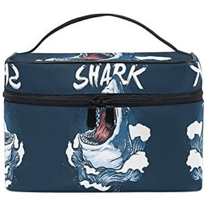 Dierenblauwe zee vis haai cosmetische tas organizer rits make-up tassen zakje toilettas voor meisjes vrouwen