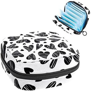 Periode Pouch Draagbare Tampon Opbergtas,Tampon Houder voor Portemonnee Vrouwelijke Product Organizer,Doodle Hart Naadloze Patroon, Meerkleurig, 4.7x6.6x6.6 in/12x17x17 cm