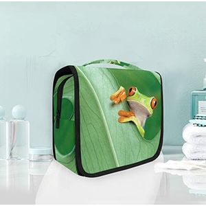 Hangende opvouwbare toilettas cartoon groene kikker make-up reisorganizer tassen tas voor vrouwen meisjes badkamer