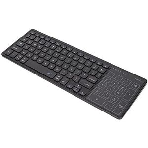 Draadloos Toetsenbord, 2.4G Draadloos 78-toetsen Ultraslank Toetsenbord met Numeriek Touchpad, USB-ontvanger Plug en Play Full-size Toetsenbord voor Laptop Pc-computer(zwart)