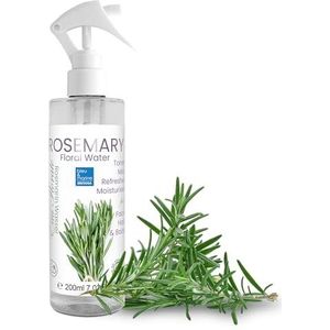100% puur rozemarijnhydrosol bloemenwater ● Lotion voor vette huid en onvolkomenheden, aftershave ● Haarspray tegen haaruitval, kamergeur ● Aromatisch drinkwater 200 ml