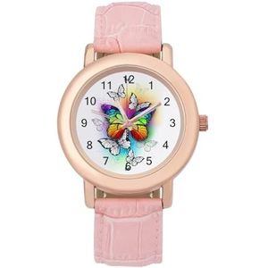 Rainbow Butterfly Dameshorloge, analoog, kwartshorloge, casual horloge, sporthorloge, polshorloge