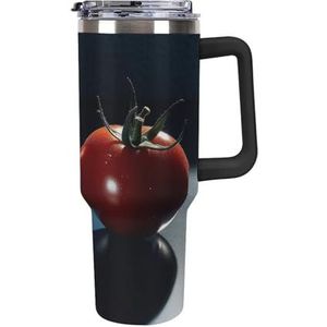40 oz roestvrijstalen beker met handvat tomaten op tafel grote capaciteit autobeker lekvrije reisbeker koffiemok dubbel drinkdeksel waterfles geschenken voor mannen vrouwen