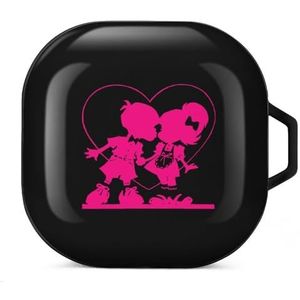 Love Heart Boy Kiss Girl Oortelefoon Hoesje Compatibel met Galaxy Buds/Buds Pro Schokbestendig Hoofdtelefoon Case Cover Zwart-Stijl