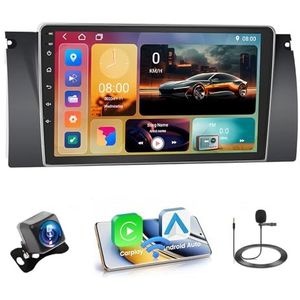 Android 15 GPS Navigation Stereo voor BMW 5 E39 E53 M5 X5 1996-2007 9 Inch 2 Din Car Stereo Radio met CarPlay AHD Omgekeerd beeld Bedieningselementen op het stuur(H7 8G+128G)