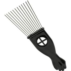 1 stuk Afro vorkkam roestvrij staal brede tanden kappersborstel metalen pinnen haarstylinggereedschap invoegen krullend haar kam (maat: maat M)