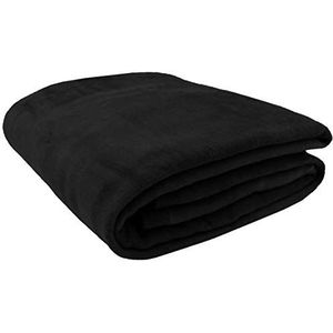 Zollner wollen deken, 150 x 200 cm, 60% katoen, zwart
