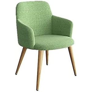 GEIRONV Moderne keuken eetkamerstoelen, met houtachtige metalen poten, woonkamer fauteuil, stoffen gestoffeerde stoel, lounge stoelen Eetstoelen (Color : Green, Size : 55x53x78cm)