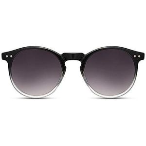 Cheapass Zonnebrillen Rond Glanzend Zwart tot Transparant Montuur met Donkere Gradiëntlenzen UV400 bescherming Vintage Heren Dames