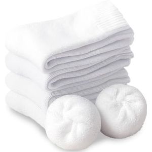 Josnown Thermosokken voor heren, 5 paar dikke badstof zool, warme wintersokken, anti-zweet, thermo-effect, ademende wollen sokken, wit, 39/45 EU