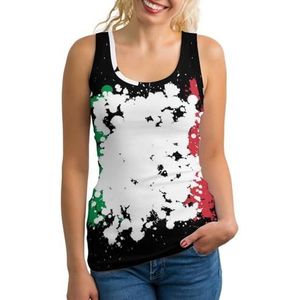 Grunge Blots Italië Vlag Lichtgewicht Tank Top voor Vrouwen Mouwloze Workout Tops Yoga Racerback Running Shirts L